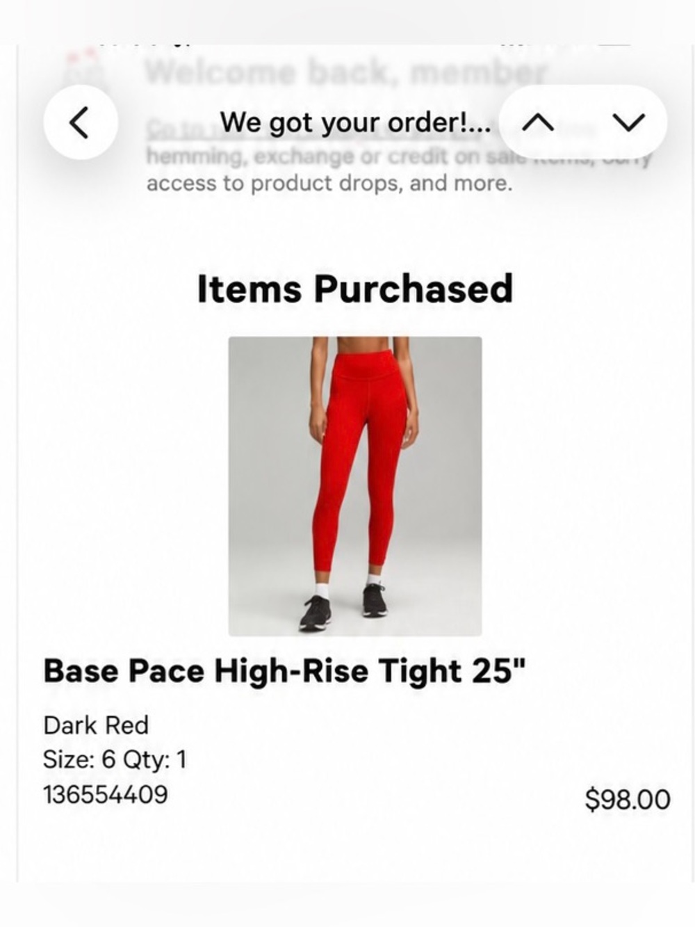 Lululemon Base Pace High-Rise Tight 25" - Size 6